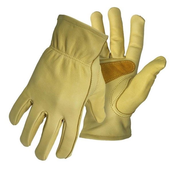Boss Driver Gloves with Palm Patch, M, Keystone Thumb, Elastic Cuff, Cowhide Leather, Tan 6039M